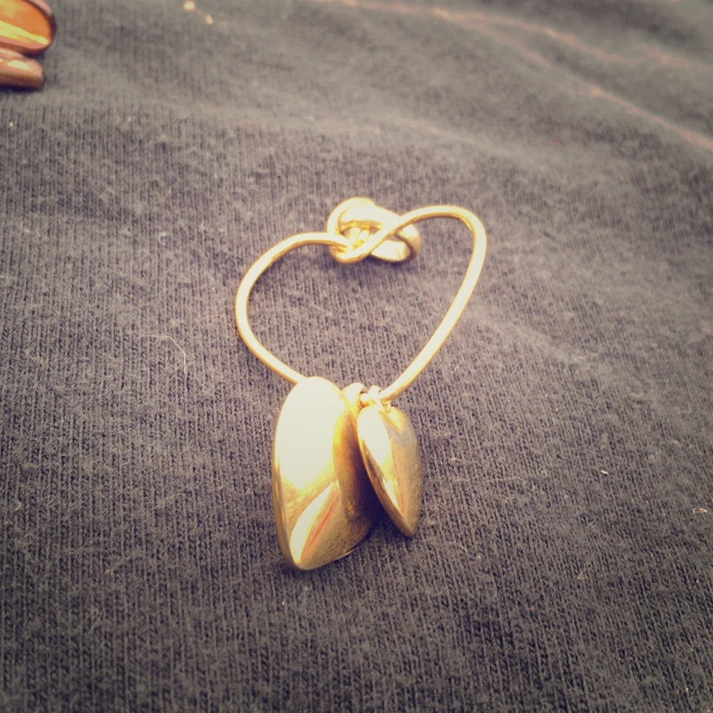 Heart charm holder pendant gold tone